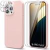 Protective Case - BOOLING - for iPhone 16 Pro Max - Pink Silicone - 2 Tempered Glasses - Easy Installation