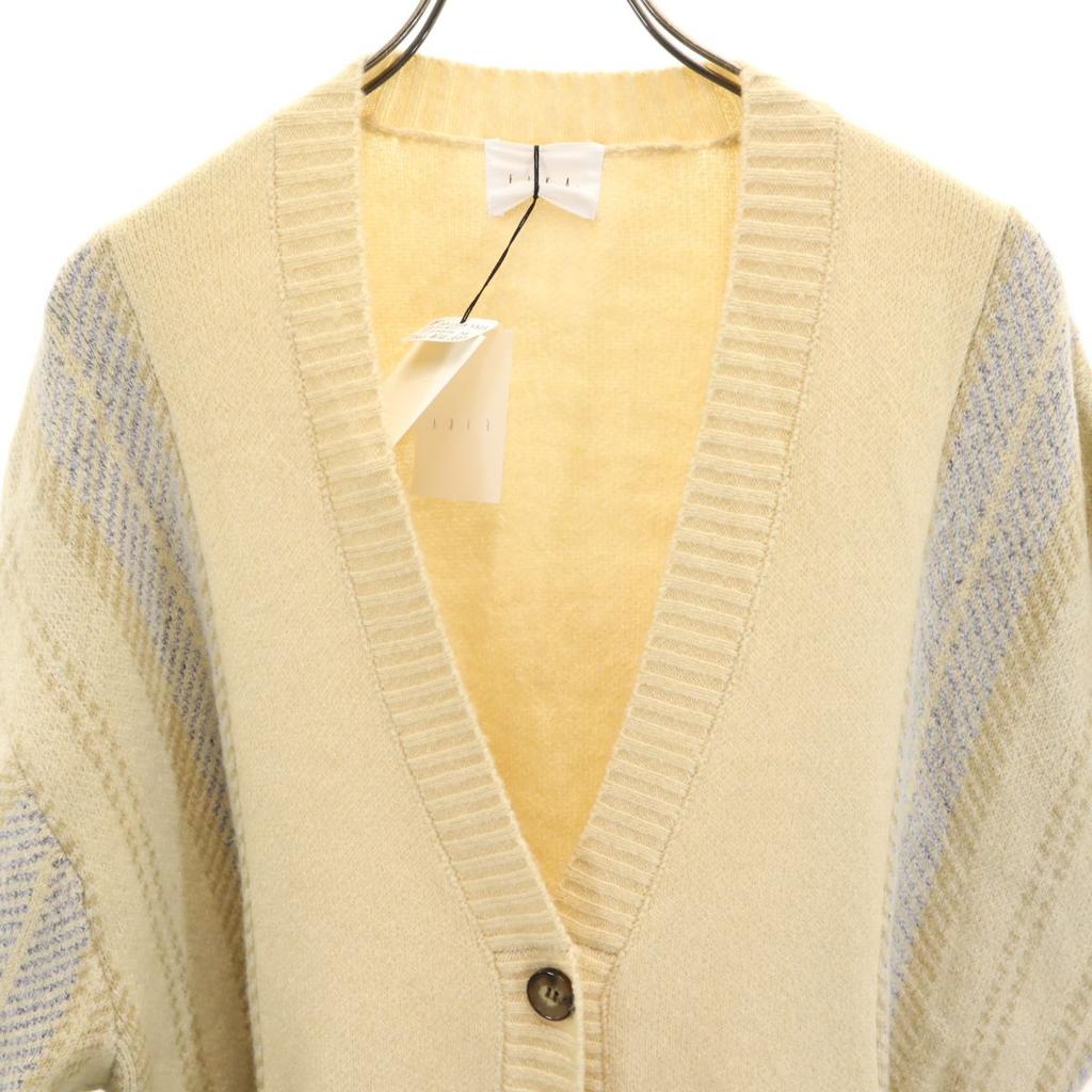 Unused FIKA Long Sleeve Knit Long Cardigan M Ivory Women Used