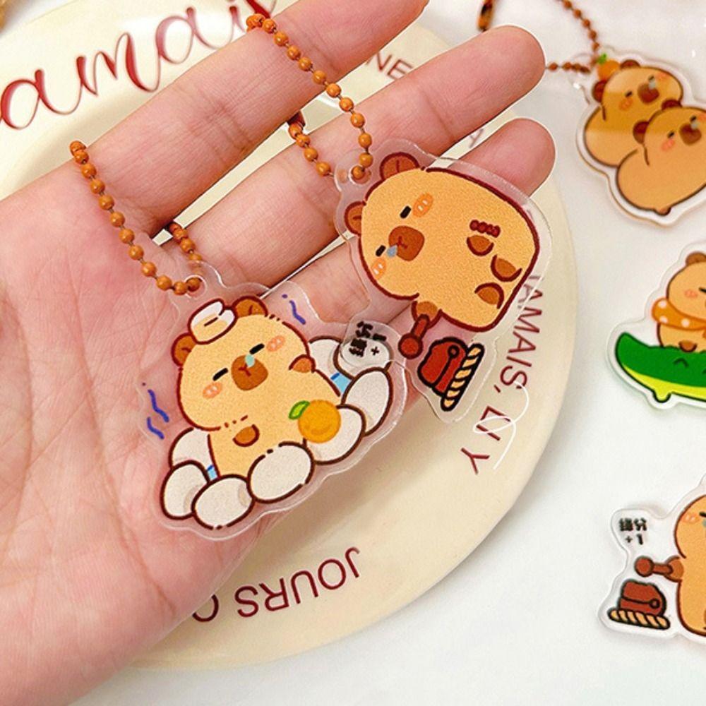 Creative Capybara Bag Hanging Acrylic Capibara Pendant Fashion Capybara Keychain Kids