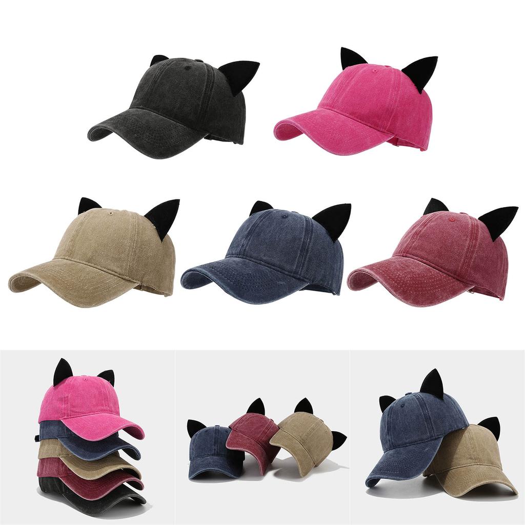 Women Kitten Ears Baseball Cap 3D Cat Ear Versatile Hat for Summer Spring Breathable Hat for Adults Casual Sport