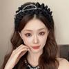 Wide Women Hair Hoop Rhinestone Wrinkle Headband Fashion Black Hairband  Daily