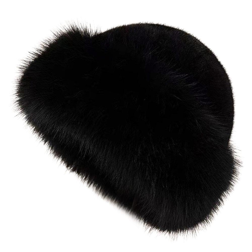 New Fluffy Fur Winter Hat Plush Thicken Bucket Hat Solid Color Cold Windproof Berets Chrismas Gifts