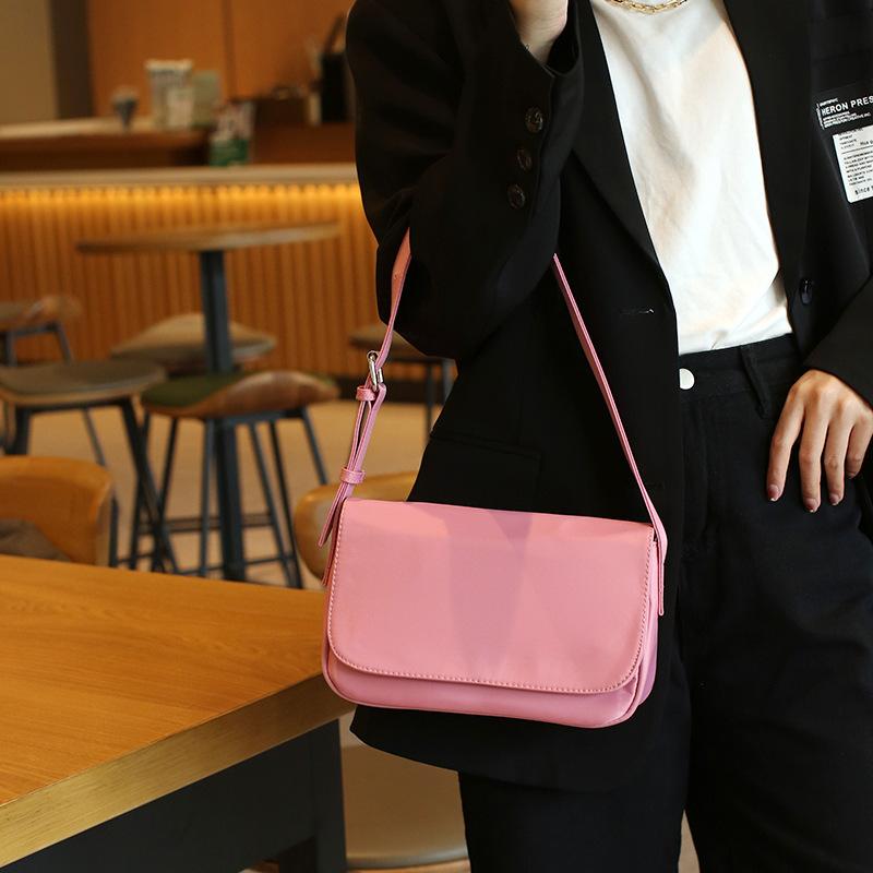 Neutral Soft Leather Solid Color Texture Small Square Bag Retro Style Simple Commuting Versatile One-shoulder Handbag