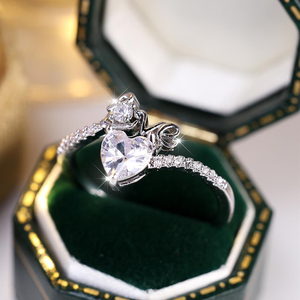 Минималистичные кольца в форме сердца с белым фианитом и надписью «LOVE» для женщин, обручальные кольца для невесты, ювелирные изделия на день Святого Валентина, подарки