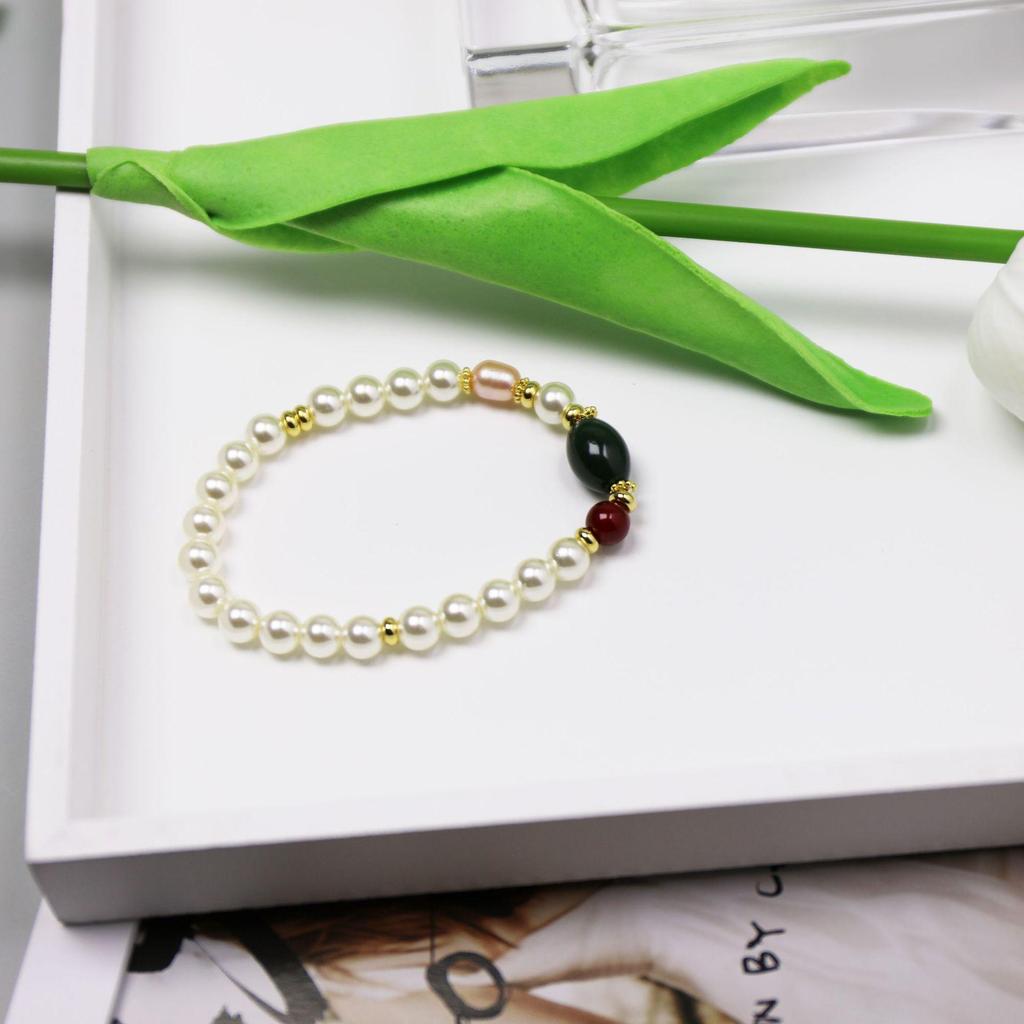 Браслет из натурального жемчуга нежно-розового цвета Shijia - Стиль национальной волны, легкая роскошь