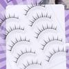 LZM False Bundle False Natural Black Soft 5 Pairs Eyelashes, Natural, Eyelashes, 100% Handmade, Lightweight, Shaft, Fiber, DIY, Multiuse,