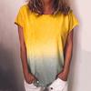 Летний топ с круглым вырезом и 3D-принтом «Радужный градиент», модные повседневные женские футболки с коротким рукавом