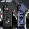 KEYSION Противоударный защитный чехол для OPPO A5 Pro 5G Силиконовый + Поликарбонатный слайдер для камеры Защитное кольцо Подставка для телефона Чехол для OPPO A5 Pro