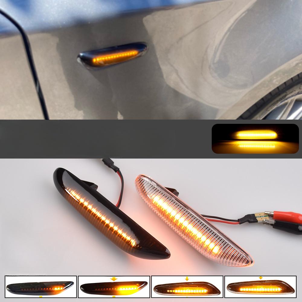 Пара динамических плавных светодиодных указателей поворота, боковой габаритный фонарь для BMW E46 E60 E61 E90 E91 E81 E87 E82 E88 E83 E84 E92 E93 X3