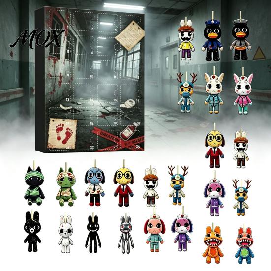 October Celebration Gift Halloween Advent Calendar 2026, 24 Day Surprise Countdown with Horror Game Fan Acrylic Animal Ornaments, Collectible Figures