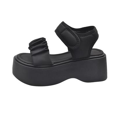 Красивые сандалии на толстой подошве, увеличивающие рост, женские летние, для улицы, высококлассные новые туфли на танкетке