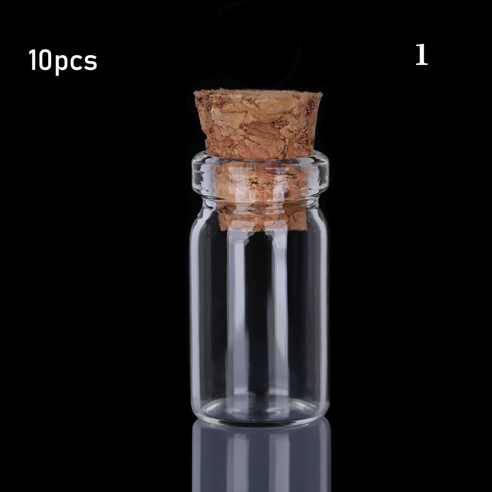 5/10pcs Small Drift Bottle Glass Jars Decoration DIY Containers Mini Message Vials Ornament Cork Stopper Rainbow Wishing Bottle