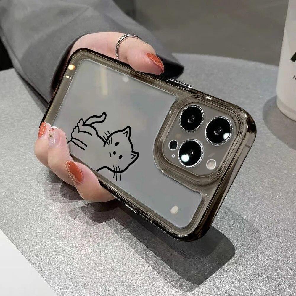 Чехол для телефона с рисунком милого кота для iPhone 13, чехол для iPhone 11, 14, 15 Pro 12 Pro Max X XR XS Max 7 8 Plus SE, силиконовый чехол-бампер