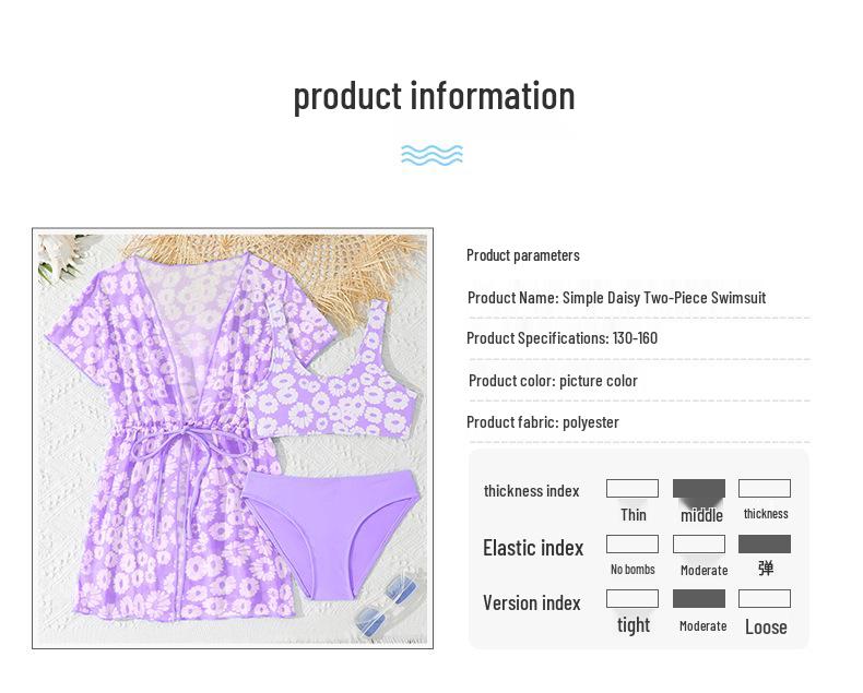 2025 Child's Three-Piece Floral Swimsuit Set – Girls' Split Swimwear for Ages 6-14