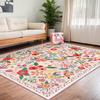 153X214CM Floor Carpet Low Pile Washable Soft Rug Boho Floral Area Rug Non Slip Indoor Carpet for Bedroom Office Dining Room