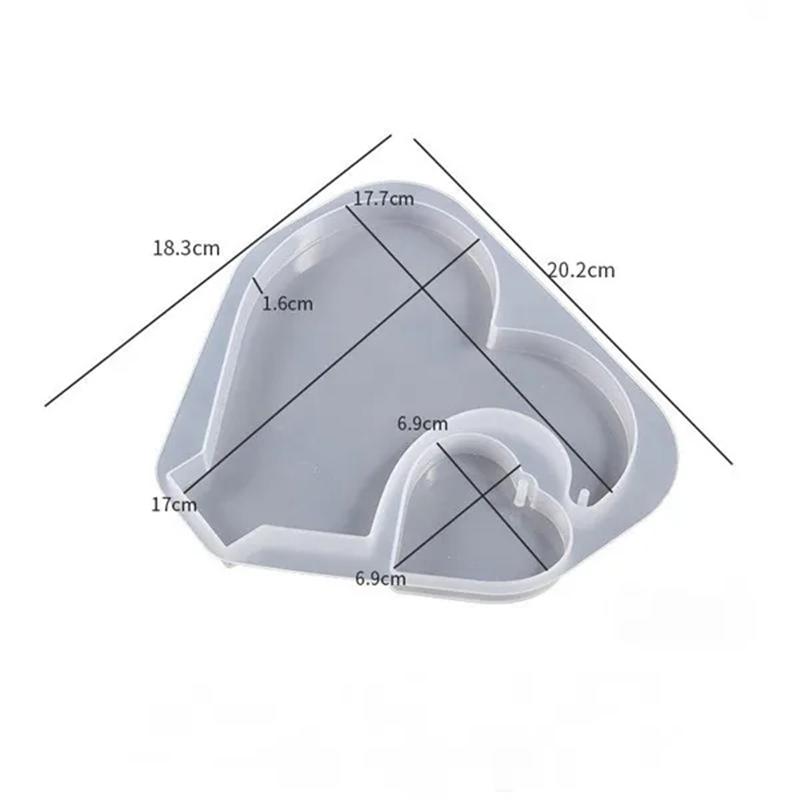 2PCS/Set DIY Dual Love Hearts with Base Casting Silicone Mold Crystal Epoxy Resin Craft Mould Home Desktop Decoration Ornament Making Tools