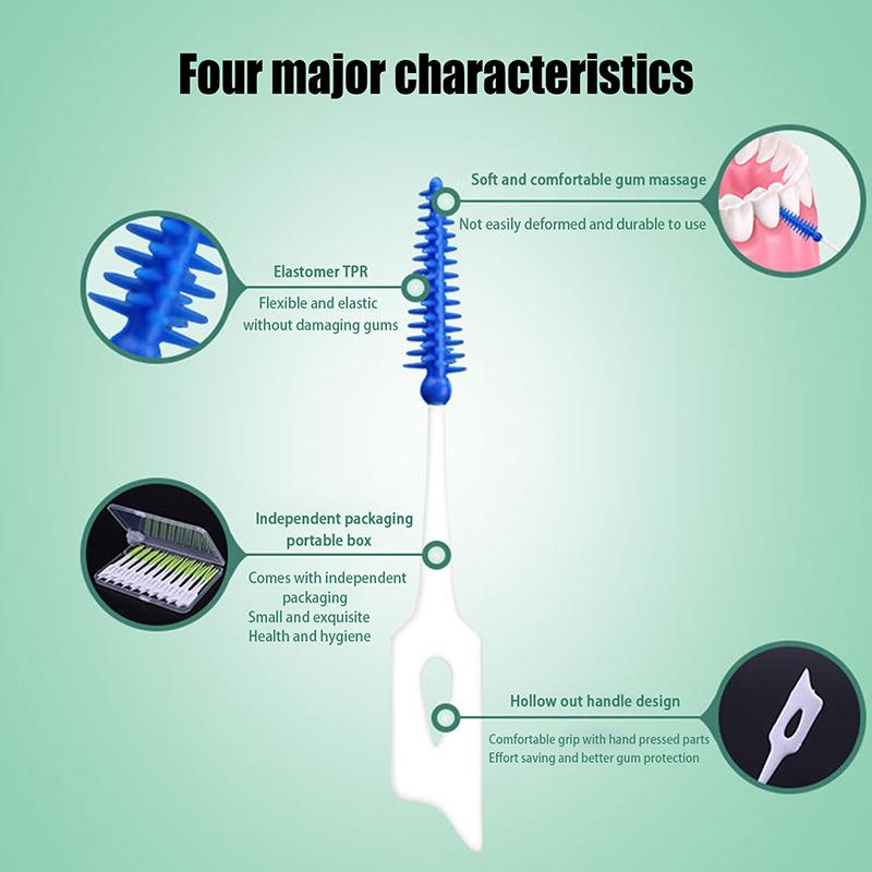 20/40 Pcs Oral Care Tools Silicone Interdental Brushes Super Soft Dental Cleaning Brush Teeth Cleaner Dental Floss Toothpicks