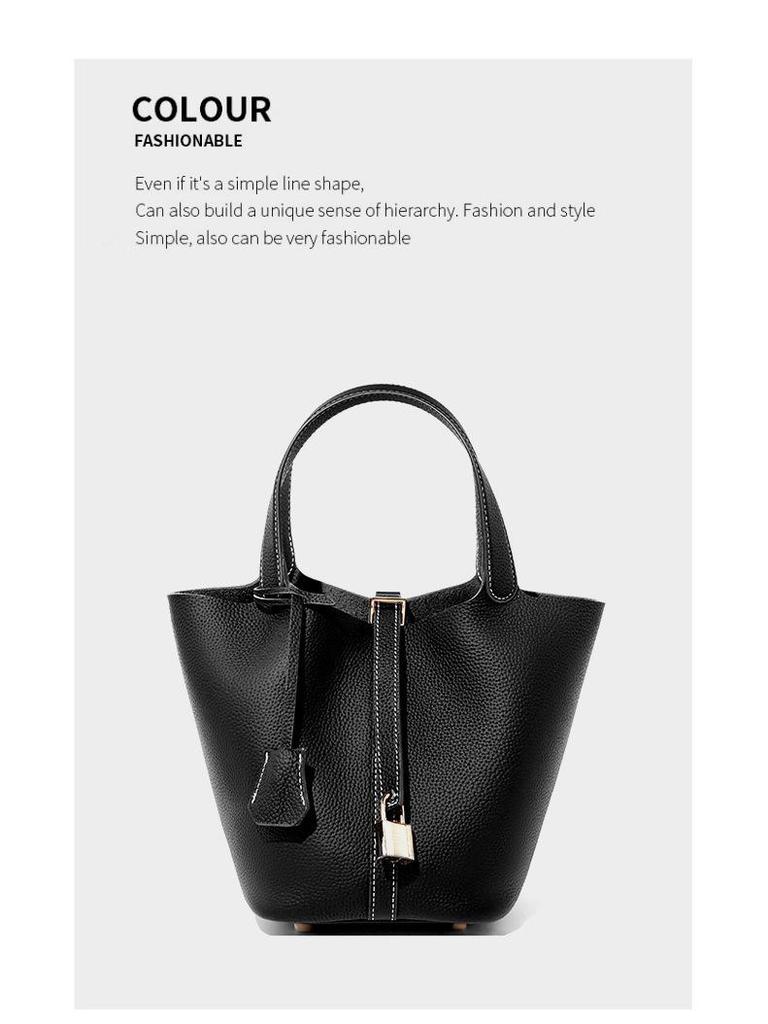 Women's Niche Design Casual Genuine Leather Bucket Handbag