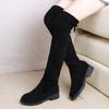 Fashion Winter Women Knee High Boots Black Platform Elastic Anti Slip Shoe Suede Sexy Lace-Up Fashion Boot Warm Ladies Shoes Botas Mujer