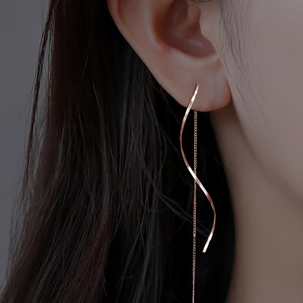 Women's Fashion Accessories Long Tassel Threader Earrings for Women Wave Shaped Simple Long Chain Earring Wedding Party Jewelry
