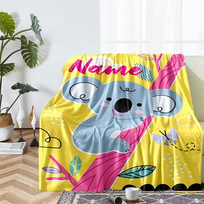 Custom Name Koala Theme Printed Blanket - Perfect for Couch, Bed, Travel & Outdoor Use | Machine Washable, Cozy & Durable.