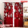 2D Flat Printing 2pcs Merry Christmas Scene Curtains Happy Christmas Silver Snowflakes_ Versatile Durable Polyester Without
