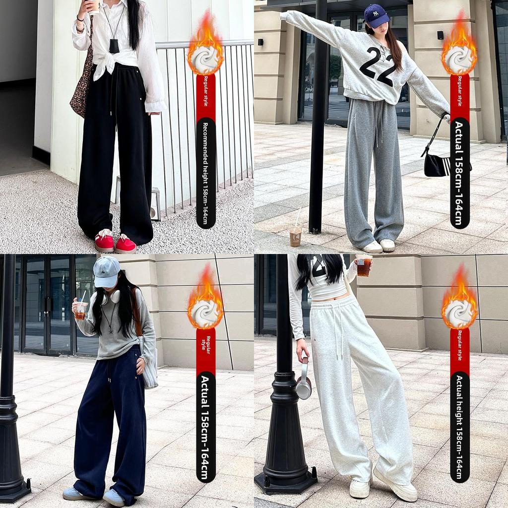 Fleece Wide Leg Pants For Women With High Waist And Casual Style