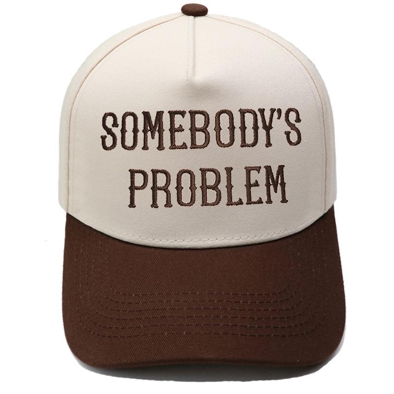 SomeBODY'S PROBLEM Truck Driver Hat Embroidery Vintage Color Matching Baseball Cap Men's and Women's Casual