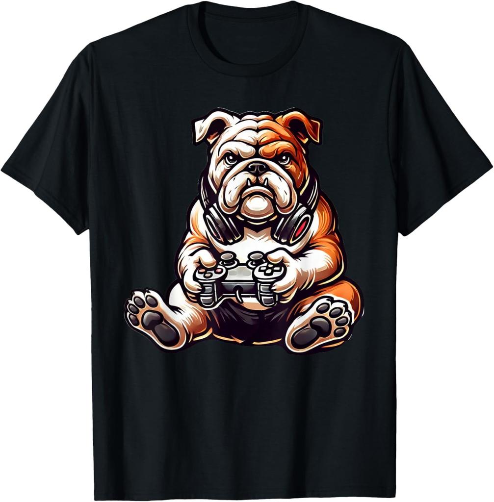 English Bulldog Dog Funny Video Games Gamer Gift Unisex T-Shirt