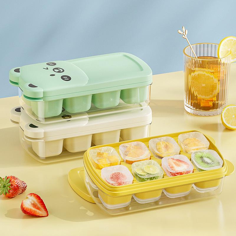 Small Ice Cube Trays With Lid And Bin,8 Cubes Each, Easy Release And Stackable,Ice Cube Tray For Mini Fridge, For Coffee,Lemon