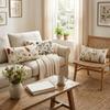 Pastoral Floral Embroidered Cushion Cover Canvas Decorative Pillow Case  Living Room
