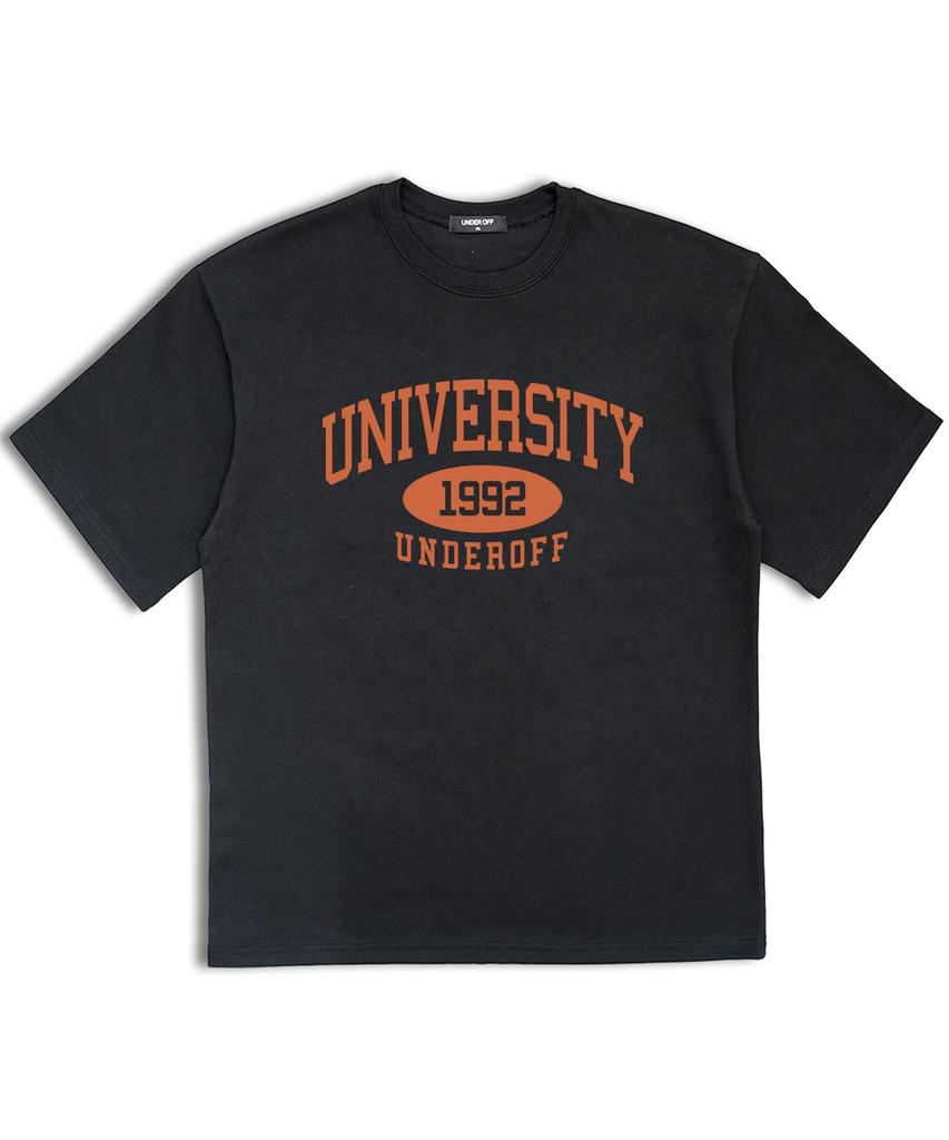 UNDEROFF Oversized Crew Neck University Short Sleeve T-Shirt White Blue