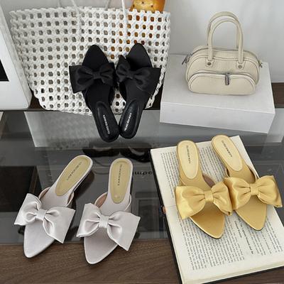 Модные женские тапочки бренда Bailamos, модные летние сандалии-бантики на плоской подошве, уличные пляжные шлепанцы, женская плоская обувь, женские шлепанцы для платья, Mujier