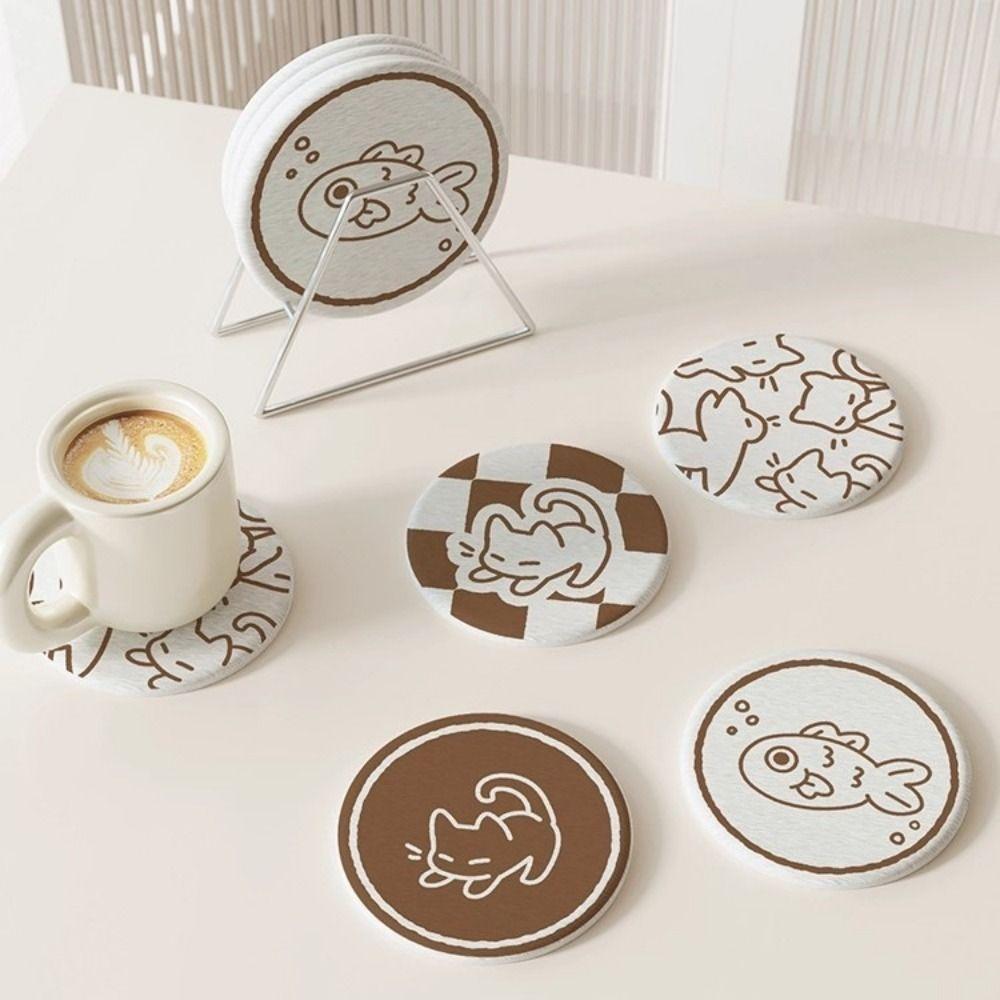 Round Diatom Mud Coaster Non-slip Cup Mat Practical Tableware Mat  Home