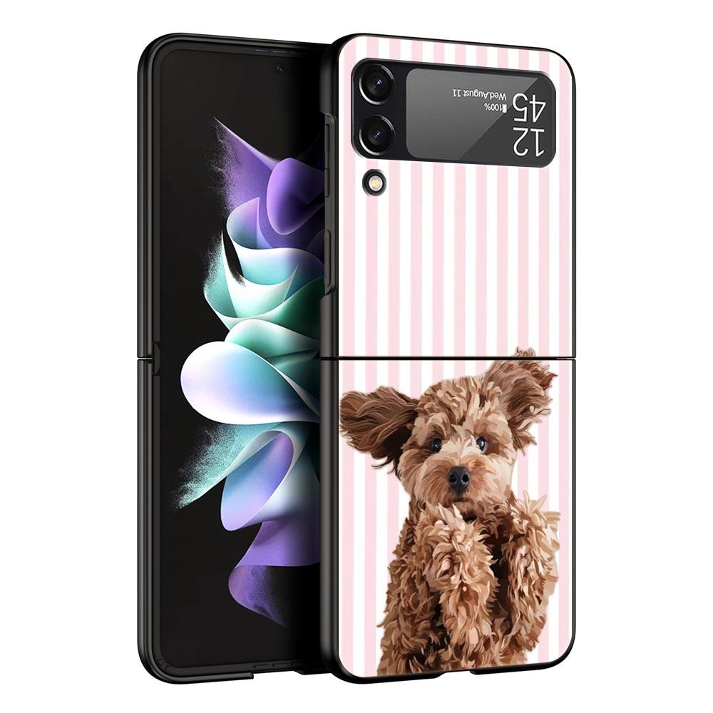 Жесткий ПК чехол для телефона Samsung Galaxy Z Flip 7 6 5 4 Черная крышка для Galaxy Z Flip 3 Складной Ударопрочный Милый Мультяшный Собака Fundas