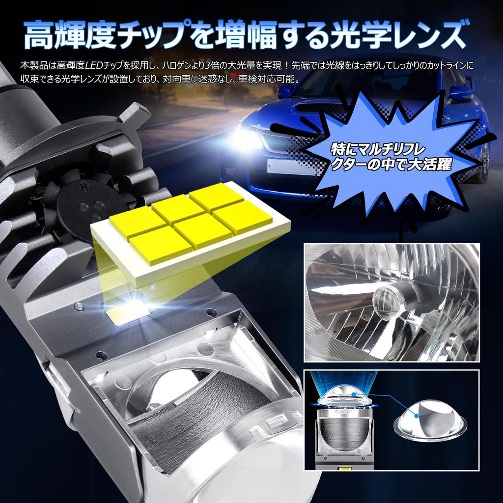 Opplight H4 LED Super H19 LED Genuine Meets New Vehicle Inspection LED Instant Quiet Cooling Noise LED Headlights for DC12V Set of 2 Headlights,