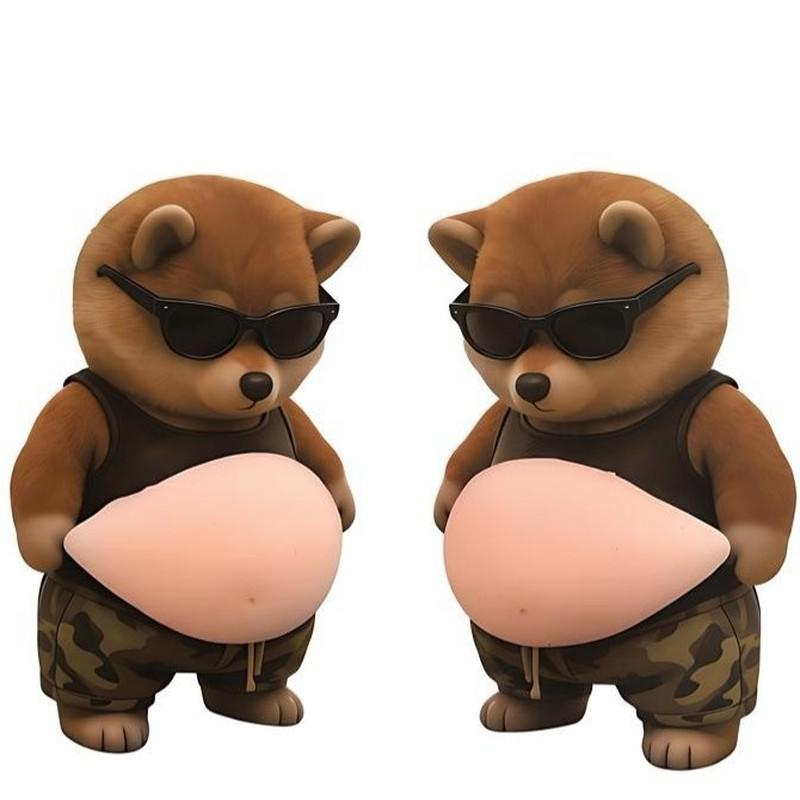 3D Cat Belly Kneading Music Cartoon Cat Shiba Inu Anti-Collision Sticker Japanese And Korean Car Body Refrigerator Sticker