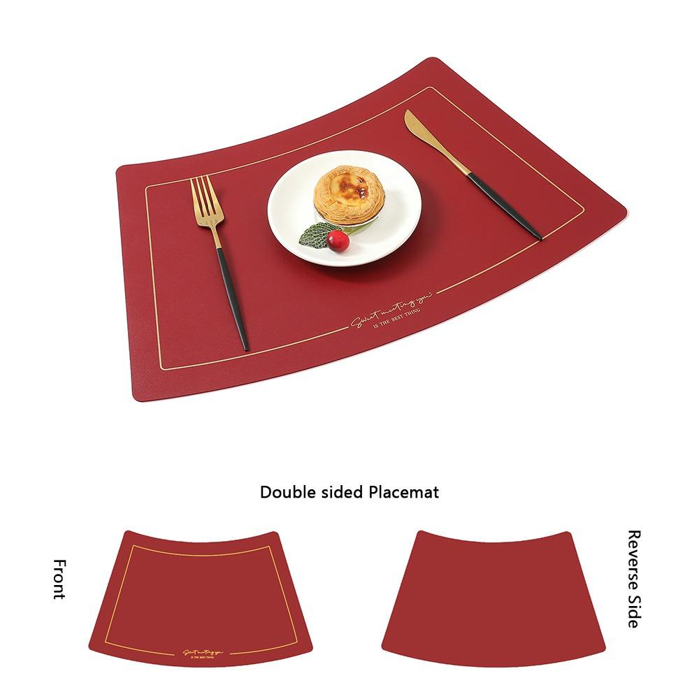 Chinese Style Leather Placemat PU Leather Oil Proof Mat New Western Placemat  Home Decor