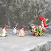 Living Room Chick Rooster Glass Beads Colorful Animal Large Small Hens Statue Miniatures