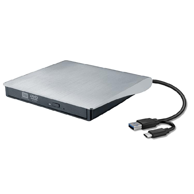 Портативный DVD-плеер Plug and Play, DVD-ридер с USB 3.0/Type C, для ноутбуков и настольных компьютеров, DVD-плеер-записывающее устройство