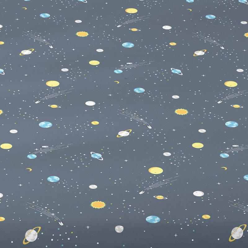 1 Simple Modern Outer Space Printed Matte Fitted Sheet, Bedroom Printed Bed Cover, Bedding (Excluding Pillowcases)