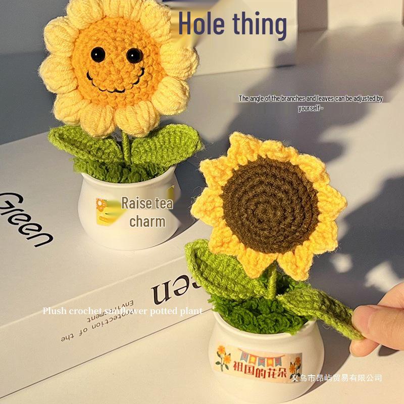 Handmade Sunflower Desk Decoration - Woven Bouquet Gift for Students & Girls