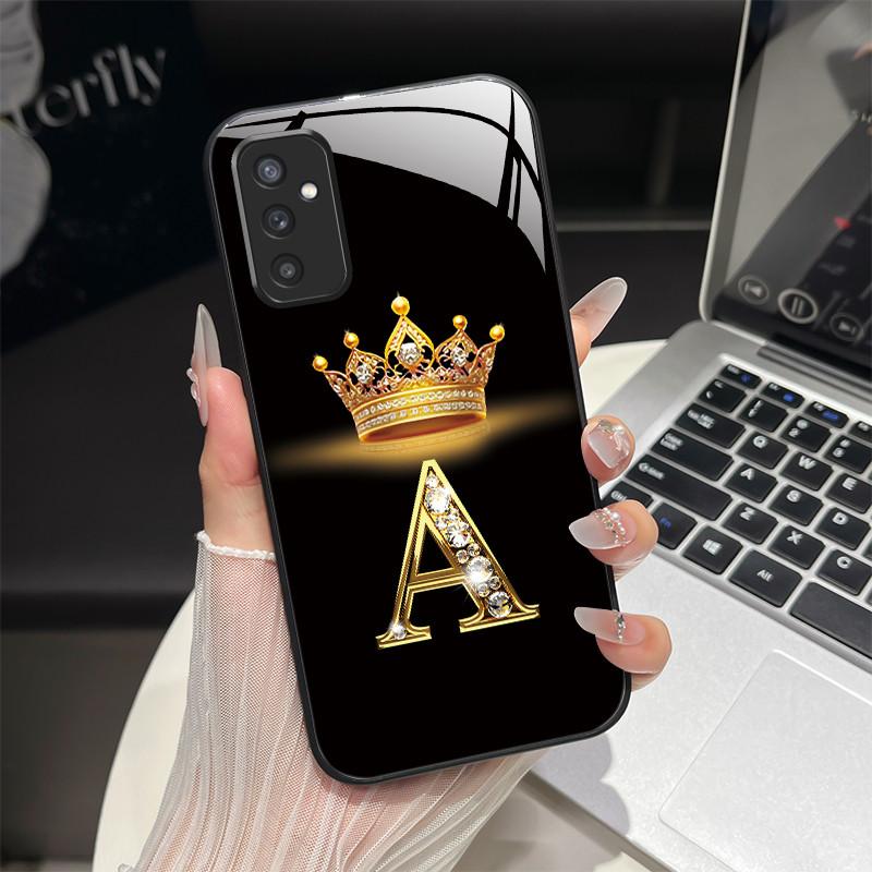 Чехол для Samsung M52 5G Galaxy M14 SM-M526B SM-M146B Чехол для телефона Ударопрочный Модный Инициал Задняя крышка из закаленного стекла