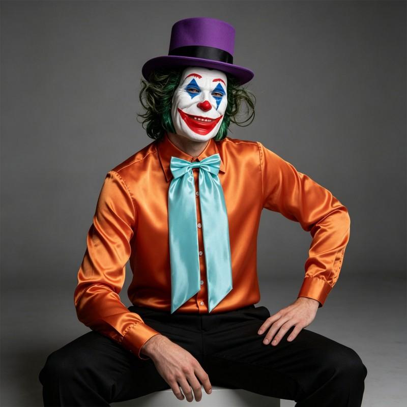 Halloween Joker Costume Set Long Sleeve Shirt Hat Half Mask Party Cosplay
