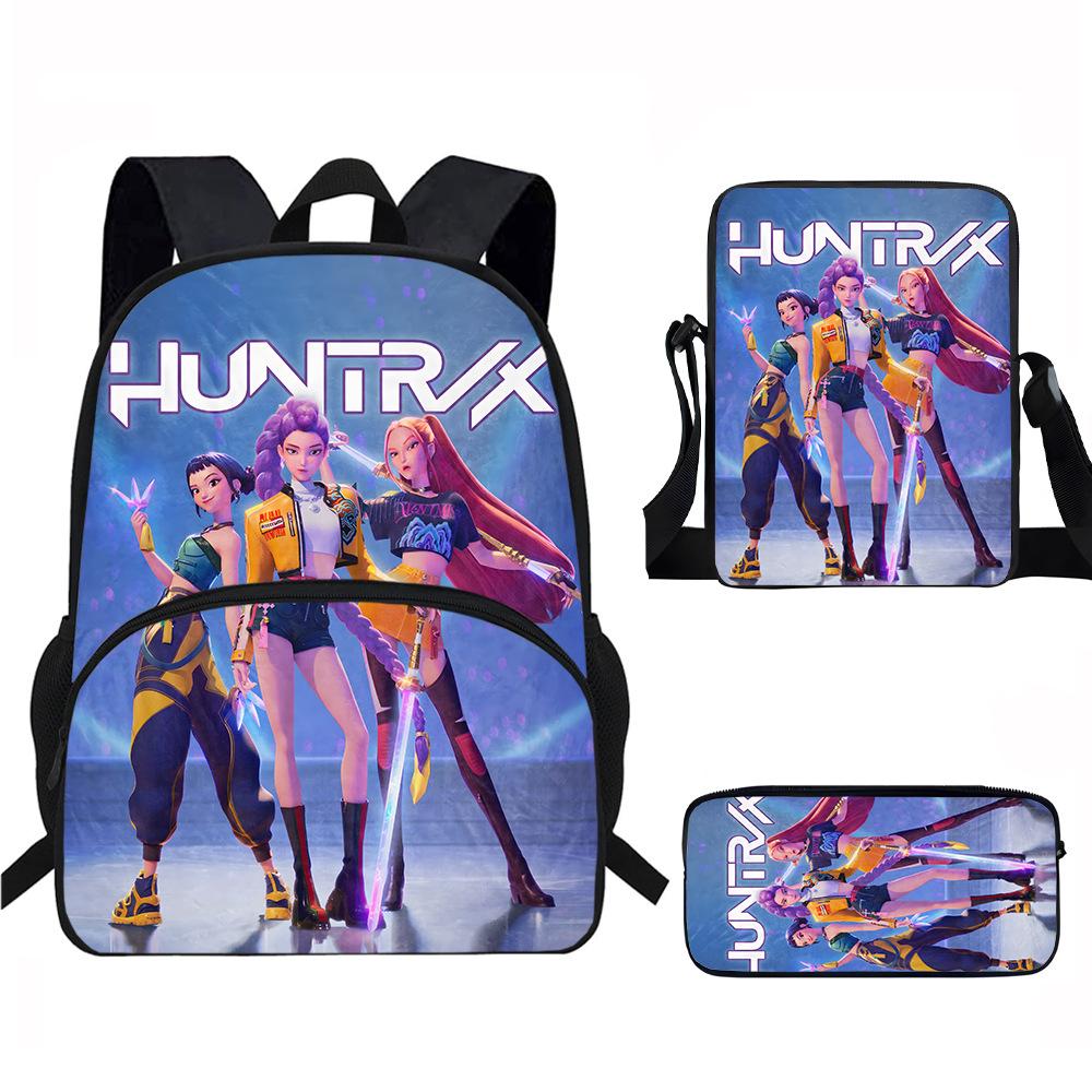 K-Pop Demon Hunters 3-Piece Student Backpack Set Anime-Themed Trendy Printed Backpack Set