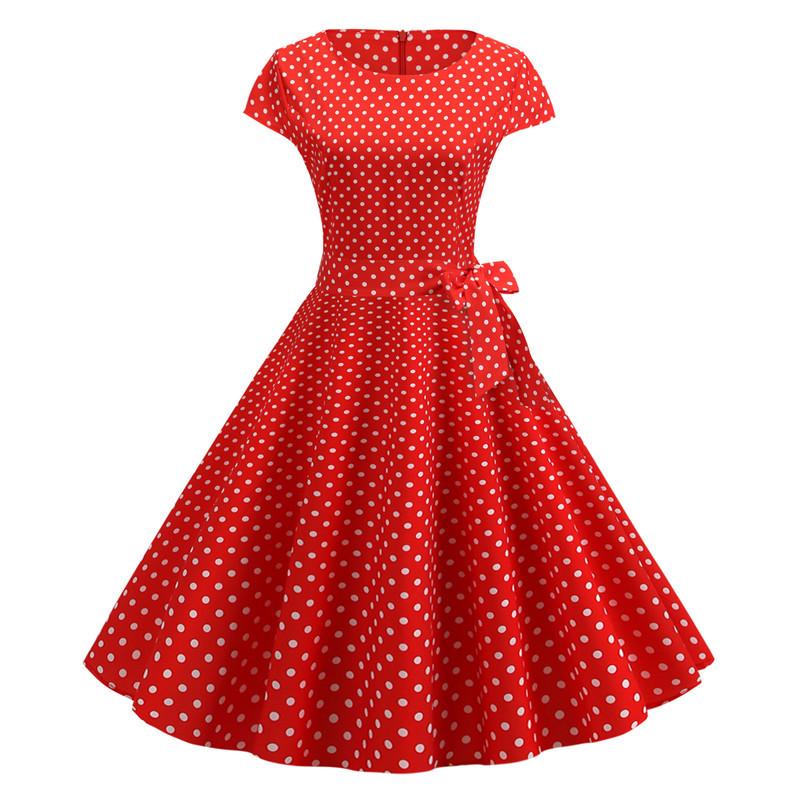 2024 Trendy Retro Round Neck Summer Dress with Short Sleeves and Flowy Print