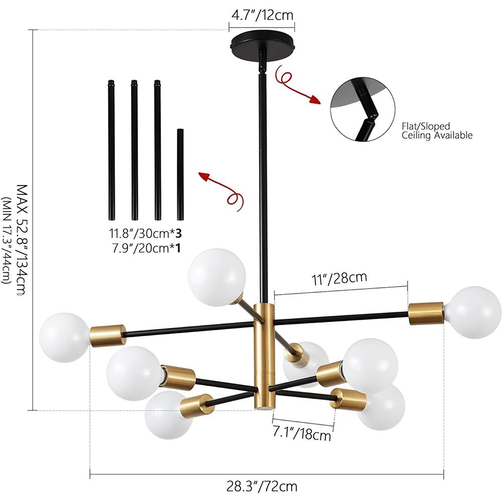Современная потолочная люстра LED E27/E26 4/6/8/10/12 ламп Подвесной светильник Гостиная Столовая Спальня Внутренний Декор Осветительные приборы