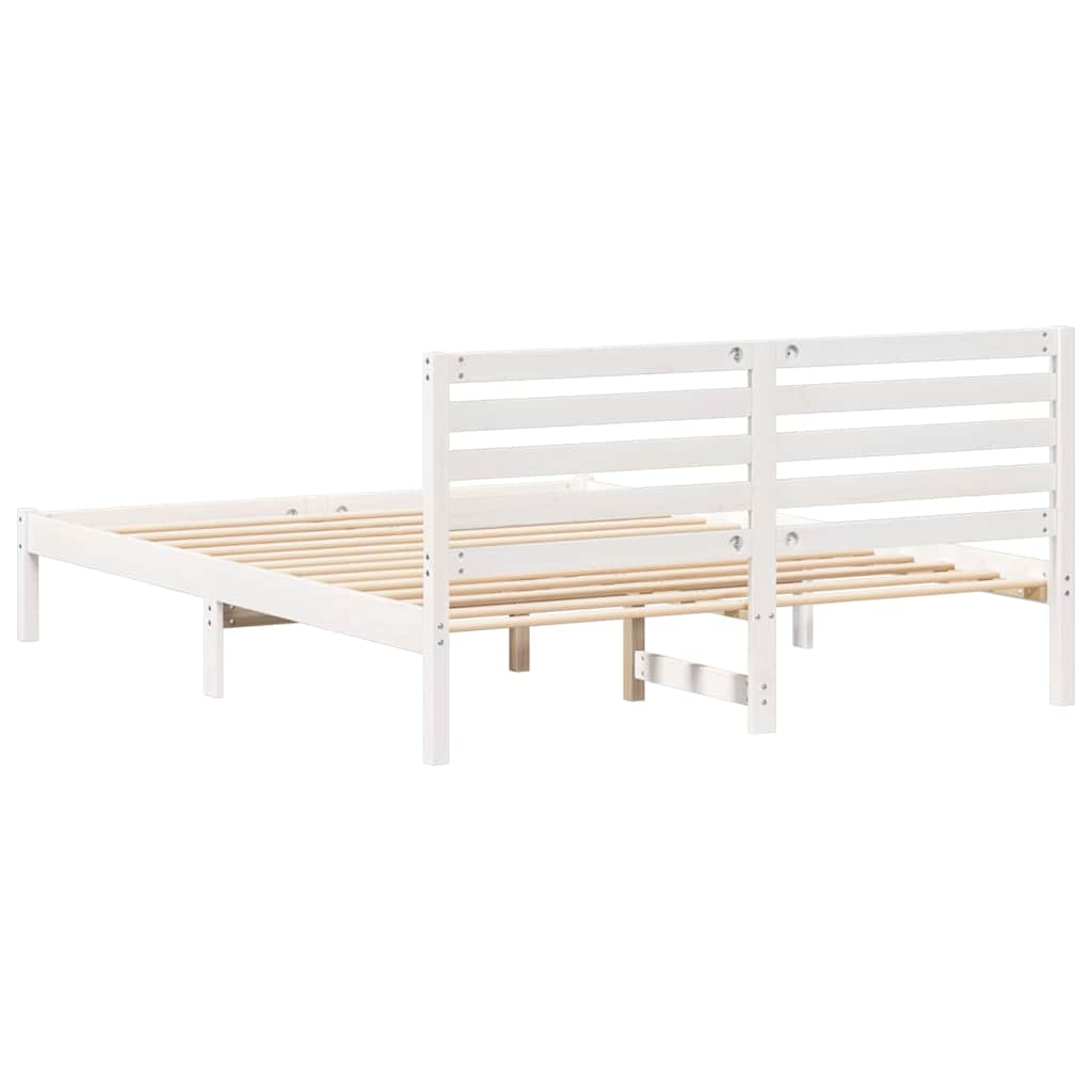 Bed Frame with Headboard White 140 x 200 cm Solid Pine Wood