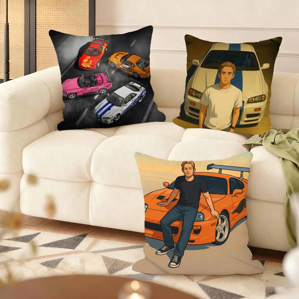 F-Fast And F-Furious Movie Cushion Cover Soft Short Plush Pillow Cover Smooth Cozy Texture Aesthetic Cushion Case Home Decor