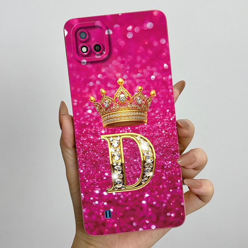 Для Realme C11 2021 RMX3231 C20 Чехол Корона Буква Жидкий Силикон Мягкие Чехлы для Телефона Для RealmeC20 C20A Полная Защита Задняя Крышка